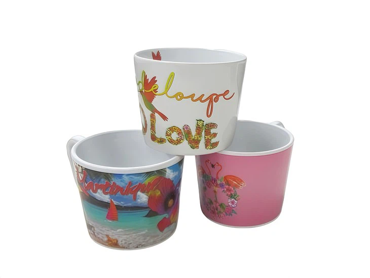 Unique Handle Ceramic Mug With Decal factory